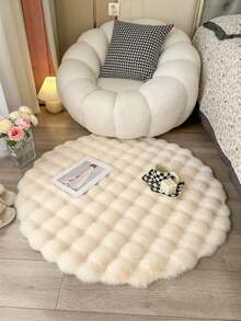 1 pieza Alfombra redonda de burbuja de felpa beige, suave y esponjosa, diseño de unicolor minimalista, adecuada para dormitorio, sala de estar, vestidor, tocador, ventana mirador, alfombra pequeña apta para mascotas, alfombra decorativa - Multicolor - Ver 15