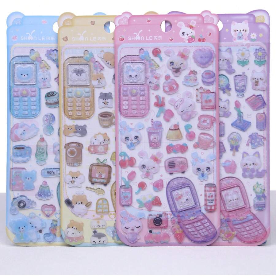 Cute Pet Cat & Rabbit 3D Candy Stickers, Crystal Decals For Kids Girls, Phone, Planner, Stationery Decoration Rewards - Perfect For Decorating Smartphones, Phone Cases, Laptops, Desktops, Tablets, Stationery, Notebooks, Journals, Planners, Scrapbooks, Mugs, Water Bottles, Refrigerators, Gift Wrapping, And DIY Crafts - Multicolor - View 1