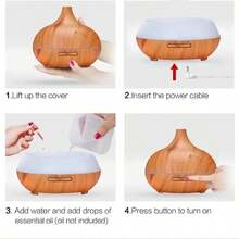 1pc 18.6oz (Approx. 530ml) Ultrasonic Cool Mist Humidifier Aromatherapy Oil Diffuser, With 7 Color LED Lights, Ultra Quiet, Adjustable Timer And Auto Shut-Off Switch, Light Brown, Suitable For Home, Office, Yoga, Spa, Bedroom - Multicolor - View 9