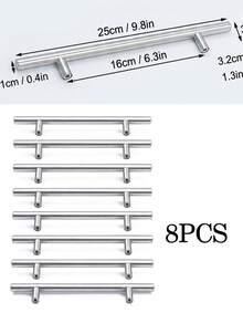 8 buah Gagang Laci Stainless Steel Warna Perak Mengkilap Panjang, Gaya Minimalis Nordik untuk Lemari Rumah, Dilengkapi 16 Sekrup, Cocok untuk Dapur, Lemari Pakaian, Rak Buku, dan Laci Meja Samping Tempat Tidur - LS01 Perak - 8 buah - View 10