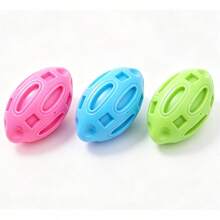 Pet Toy Durable TPR Squeaky Football Dog Supplies Teeth Cleaning Chew Toy Ball - Multicolor - View 2