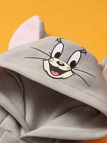 TOM & JERRY X PETSIN 1 buah Hoodie Hewan Peliharaan Motif Tikus Telinga Besar Warna Abu-abu Tebal Hangat untuk Musim Gugur dan Musim Dingin - Grey - View 9