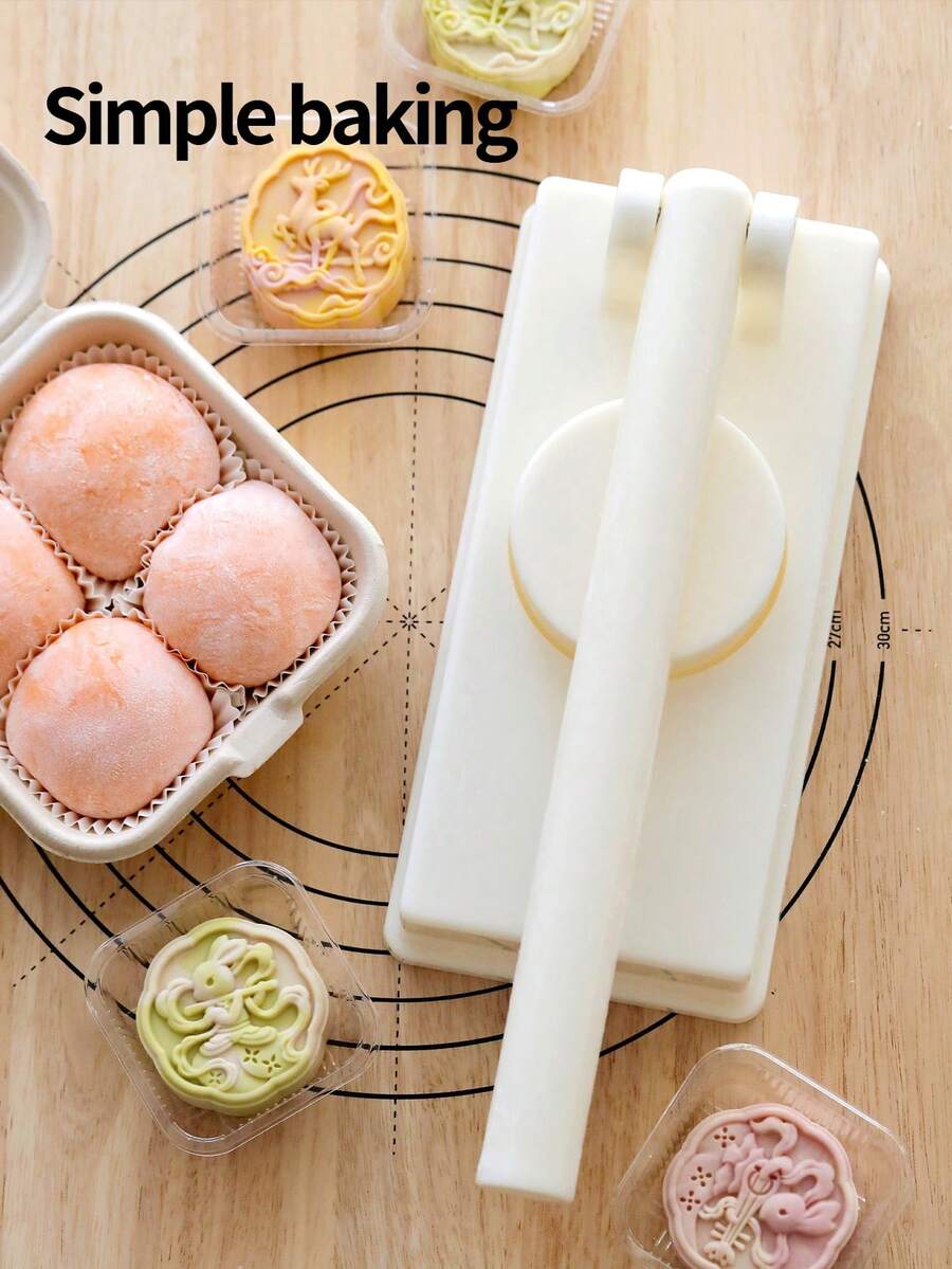 1pc Pastry Presser, Hand-Pressing Tool For Making Mooncakes' Ice Skin, ABS Baking Tool For Making Dumplings, Buns, And Pies, A Kitchen Baking Equipment