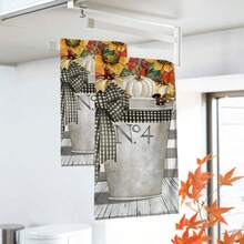 2/4/48pcs Autumn Series Iron Bucket Sunflower Pumpkin Pattern Printed Kitchen Towels - Super Soft, Highly Absorbent Polyester Tableware And Hand Towels, Perfect For Holiday Decor, Kitchen Decor, Party Decor. - Multicolor - View 4