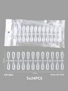 120Pcs Solid Oval Flat Full Cover Nail Tips Clear Gel Nail Polish Color Chart Display Nail Tips Japanese Nail Art Sample Board For Salon - Clear - View 16