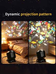 1pc Starry Sky Christmas Projection Night Light, USB Rechargeable Dynamic Light Projection Lamp, Romantic Atmosphere Light, Suitable For Bedroom Bedside, Living Room, Party, Home Decor, Room Decoration - Multicolor - View 7