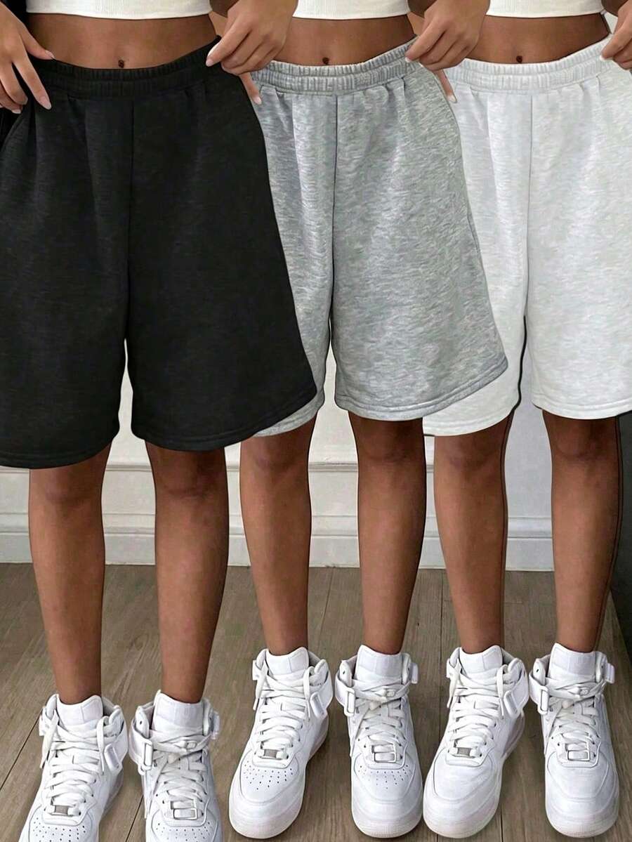3件組女童青少年休閒寬鬆個性化口袋短褲,春夏秋適用,美學風格 - 彩色 - 查看 1