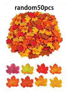 5/50/100/200pcs Rtificial Fall Maple Leaf Decor, Squishy Multi-Colored Faux Autumn Maple Leaves For Table Scatter/Autumn Wreath/Wedding Centerpiece/Harvest Season/Indoor Vase Filler/Backdrop Styling/Fall Home Decor Autumn/Halloween Deorations - A - View 16