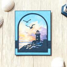 1pc Creative Lighthouse Metal Cutting Die, Suitable For Scrapbooking And Handmade Crafts, DIY Embossing Template, Handmade Cards And Gift Card Making Tool - A - View 6
