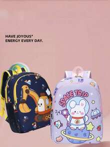 1PC Cartoon Dinosaur, Rabbit, Excavator Backpack, Suitable For Daily Outings, Travel, Can Easily Accommodate Daily Essentials, Versatile Item, Suitable For Various Styles And Occasions. - Multicolor - View 11