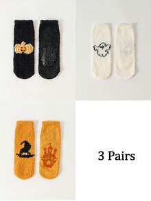 1/2/3/4 Paar Halloween Socken, Kürbis Muster Socken und Fledermaus Muster Damen Socken. Rutschfeste Bodensocken, Socken für den Innenbereich - Verschiedenfarbig - Übersicht 11