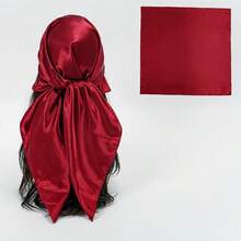 1pc 70cm Solid Color Square Scarf - Burgundy - View 2