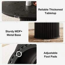 LITTLE TREE Round Dining Table, 120 Cm Dining Table Black For 4 People, Dining Room Table With Sturdy Metal Frame, Modern Dining Room Furniture - Black - View 5