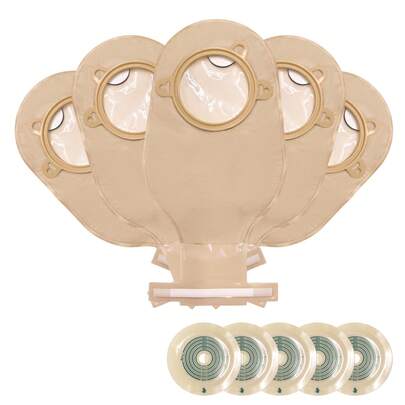 Two-Piece Drainable Ostomy Bags Set, Cut-To-Fit Colostomy Pouches With Skin Barrier, Leakproof Stoma Care Supplies For Ileostomy Colostomy