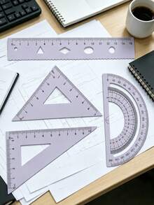 Multifunctional Geometric Ruler Set, Protractor, Triangle Ruler, Straight Ruler, Manual Measurement And Drawing Tools With Storage Box, 4 Colors Available: Pink, Mint Green, Light Blue, Taro Purple, For School, Woodworking, DIY, Teacher Gifts, Back To School Season - Multicolor - View 7