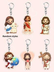 "Jesus & Lamb" Acrylic Keychain, "Jesus Loves You" Design, Suitable For Decorating Cars Or Bags, Prayer Gift For Men And Women, Ideal Gift For Parents, Graduates And Teachers, Also As Anniversary Gift (Random Style) - Multicolor - View 6