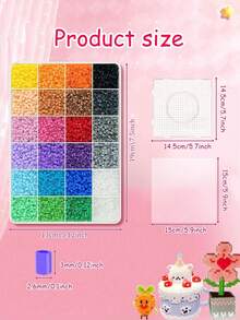 96/72/48/24色 Perler 珠子套裝含工具，包含4片正方形底板、收納盒、熨燙紙、掛繩、鑰匙圈、裝飾配件，適合DIY愛好者製作裝飾性DIY拼圖，復活節與情人節理想禮物 - A - 查看 6