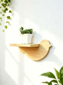 Bird-Shaped Wall Hanging Shelf, Kitchen Living Room Storage Decorative Rack, Windowsill Plant Stand, Bedroom Entryway Storage Shelf, Wooden Creative Entryway Wall Decor - View 3