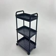 Three-Layer Pulley Mobile Storage Cart - Easy-Assembling Plastic Storage Rack For Bathrooms, Kitchens, RVs, Offices And Workshops, Featuring 3 Hanging Baskets And 3 Layers Of Shelves, Saving Space - View 6