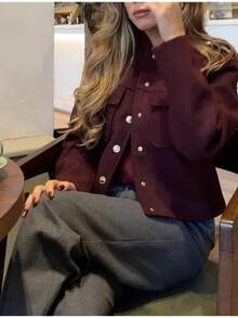 Women Jackets - Burgundy - View 5