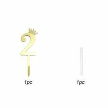1件/10件 金色蛋糕裝飾插牌 數字0-9 生日蛋糕裝飾皇冠壓克力蛋糕插飾 烘焙甜點用 - 金色 - 查看 9