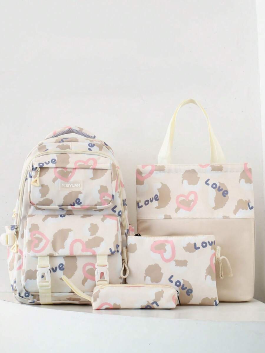 2026 Cute Colorblock Women's Backpack, Multi-Pocket Nylon Student Backpack, Girls Cute Laptop Backpack Set - Multicolor - View 1