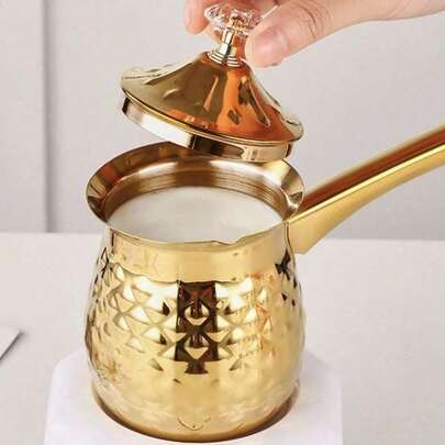 Multi-Size Coffee Maker In One Pack | Gold-Plated Long Handle With Lid, Made Of Stainless Steel. Suitable For Espresso, Latte, And Milk Heating, It's The Perfect Choice For Students And Working Professionals.