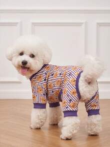 LUCKIE LABO 1pc Halloween Pumpkin Bear Pattern Pet Pajamas, Anti-Flea, Reduces Shedding, Insulated And Breathable, Suitable For Small And Large Dogs And Cats, Indoor And Outdoor - Multicolor - View 3