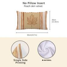 1pc Minimalist Autumn Striped Maple Leaf Cushion Cover, Single-Sided Printed Peach Skin Velvet Material, 30*50/40*60CM Pillowcase Suitable For Room Decoration, Modern Minimalist Sofa Living Room Decor, Party Decoration, Gift Giving - Multicolor - View 10