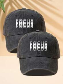 MAKEFGE 1pc Unisex Outdoor Casual Fashionable Letter Printed Personalized Vintage Baseball Cap Suitable For Daily Matching - Black - View 5