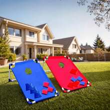 This Set Includes 6 Beanbags, A Red Or Blue Corn Hole Game Board, And A Gift Box. Random One,It's Suitable For Outdoor Parties, Backyard Camping, Indoor Gatherings, Or Beach Patio Entertainment. An Ideal Choice For Holiday Gifts And Party Supplies - Blue - View 2