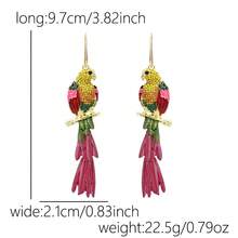 1 Pair Bohemian-Style Enamel Diamond-Embedded Earrings With Bird And Feather Pendants For Women, Ideal For Music Festivals And Trips - Colorful - View 5