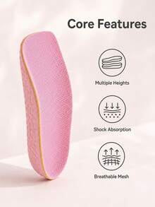 1 Pair Popcorn Height Increasing Insoles, Soft Bottom, Invisible, Breathable, 7/10 Height Increase, Suitable For Sneakers And Boots - Cherry Blossom Pink - View 3