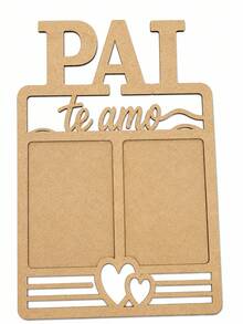 Porta Retrato Pai Te Amo MDF 30x45 Parede 2 Fotos Presente Dia dos Pais Decoração Corte a Laser - 1PC - Visão 3