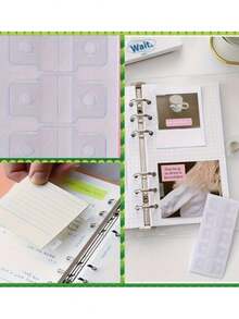 100/200/500/1000 Pcs Self-Adhesive Binder Hanging Tab Stickers With Round Hole - Loose-Leaf Storage Tags For DIY Notebook, Journal, And Photo Card Paper Organization, Binder Tabs,Back To Cshool - Clear - View 10