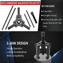 Adjustable 3‑Jaw Harmonic Balancer Puller Kit, Heavy‑Duty Durable Disassembly Tool For Harmonic Damper Removal, For Vehicle Repair & Maintenance - A - View 7