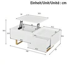 Height-Adjustable Coffee Table, MDF Coffee Table With Storage And High-Gloss Finish, Coffee Table With Drawer And Iron Legs, Modern Living Room Table - White - View 5