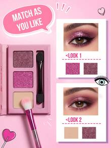 MISSLYN-3PCS EYE WANT IT 3-Color EYESHADOW SETS,With A Brush,Matte & Shimmer Finish,Smooth Blend,Rich Color Payoff,Tiny Eyeshadow Palette For Brown,Green,Sliver,Black,Soft Texture,For Party,For Camping Outdoors,For Cosmetic Cosplay, Graduation Gifts - #56+#22+#42 - View 5