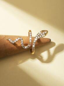 1pc Snake Shaped Ring For Women, Luxury Niche Design, Personalized Open Index Finger Ring - Yellow Gold - View 2