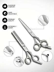HIENA Silver Professional Hair Clipper Set, Precise Trimming, Soft Thinning, Hairstyle Styling And Contour Modification, Manually Adjustable Scissors, Designed To Create A Salon Level Experience, Suitable For Home Use And Professional Hairdressers - Silver - View 6