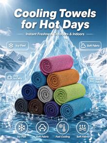 Macaron Style Minimalist Cooling Sports Towel, Portable Foldable, Quick Dry, With Hook-And-Loop Design, High Density Cooling, Breathable And Sweat-Absorbent, Suitable For Summer Gym, Beach Sports, Sports Cooling Towel - Multicolor - View 6