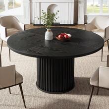 LITTLE TREE Round Dining Table, 120 Cm Dining Table Black For 4 People, Dining Room Table With Sturdy Metal Frame, Modern Dining Room Furniture - Black - View 10
