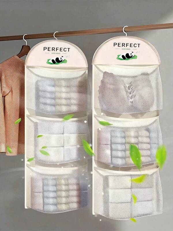 1pc/3pcs, Sock Storage Bag, Hanging Closet Organizer, Hanging Storage Net; Scientific Partitioning, Say Goodbye To Clutter. Single-Layer/Multi-Layer Design, Conveniently Classify And Store Socks, Underwear, Lingerie, Scarves And Other Small Items, Keeping Each Item In Its Place, Avoiding Mutual Compression And Entanglement, Hygienic And Tidy; Suitable For Home Storage/Travel/Business Trips, Can Be Used For Classifying And Storing Small Clothing Items For The Whole Family, Especially Suitable For Families With Children.