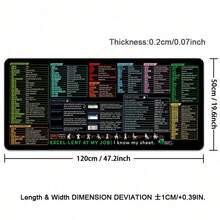1pc Office Multi-Function Shortcut Mouse Pad, Excel Large Size Mouse Pad, Multiple Sizes Rubber Non-Slip Bottom Design, Decorative Desk Pad, Suitable For School, Home, Gaming, Editing, Data Formatting, Workbook And Other Basic Uses - View 13