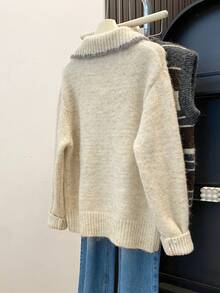 Women's Sweet Bow Tie Cardigan, Soft Fuzzy Button Up Cardigan For Coffee Date, Weekend And Christmas - Apricot - View 10