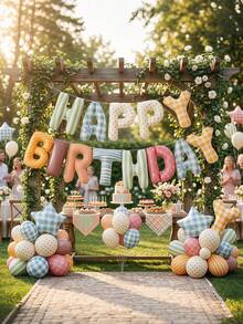 Colorful Happy Birthday Banner Letters, 8.66 Inch 3D Grid, Polka Dot, Stripe Pattern, Reusable Happy Birthday Letters, Birthday Decoration Birthday Banner, Perfect For Baby Shower Birthday Party Decoration - Multicolor - View 8