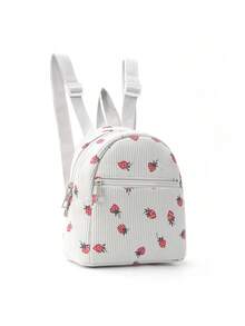 1pc Mini Cute Solid Color Corduroy Backpack, Suitable For Girls, Travel, Vacation, Holiday Gift - Beige - View 4