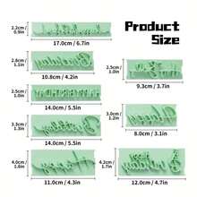 8pcs Birthday Greeting Cake Text Stamp Set, Anniversary Celebration Handwritten Letter Cutting Tool Kit, DIY Cake And Pastry Decoration, Embossed Stamp, Baking Supplies - View 12
