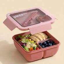 1pc Bento Box With Utensils, Adult Microwaveable Lunch Box, Large Capacity Lunch Box With Sauce Cup, Insulated Bento Lunch Bag - View 1