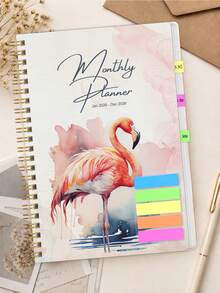 1 Peça Planejador Mensal A5 2026 com Flamingo em Aquarela, Calendário Espiral Dourado com Grandes Grades Mensais & Lista de Tarefas, Acessórios de Mesa de Escritório Cadernos para Acessórios de Professor da Escola, Presentes de Halloween - Retângulo - Visão 7
